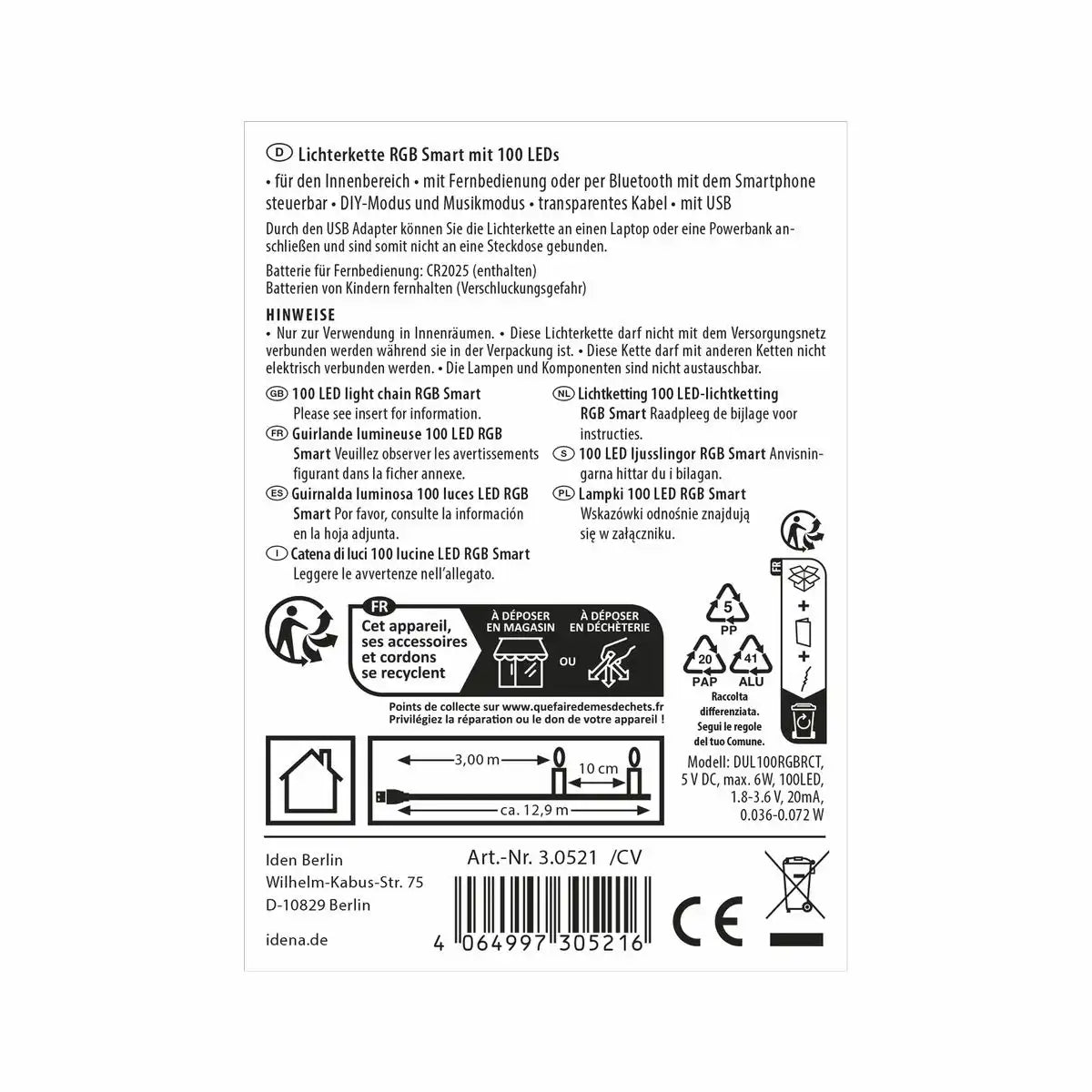 Idena Smart LED-Lichterkette 100 LED - Musik
