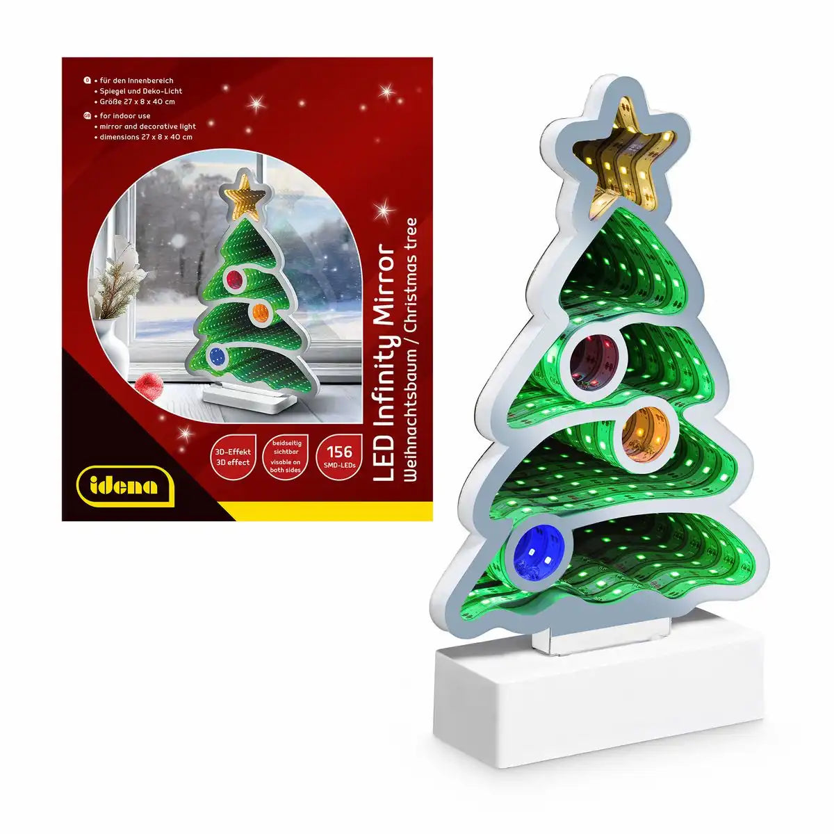 LED Infinity Mirror Weihnachtsbaum 27x8x40cm - Idena