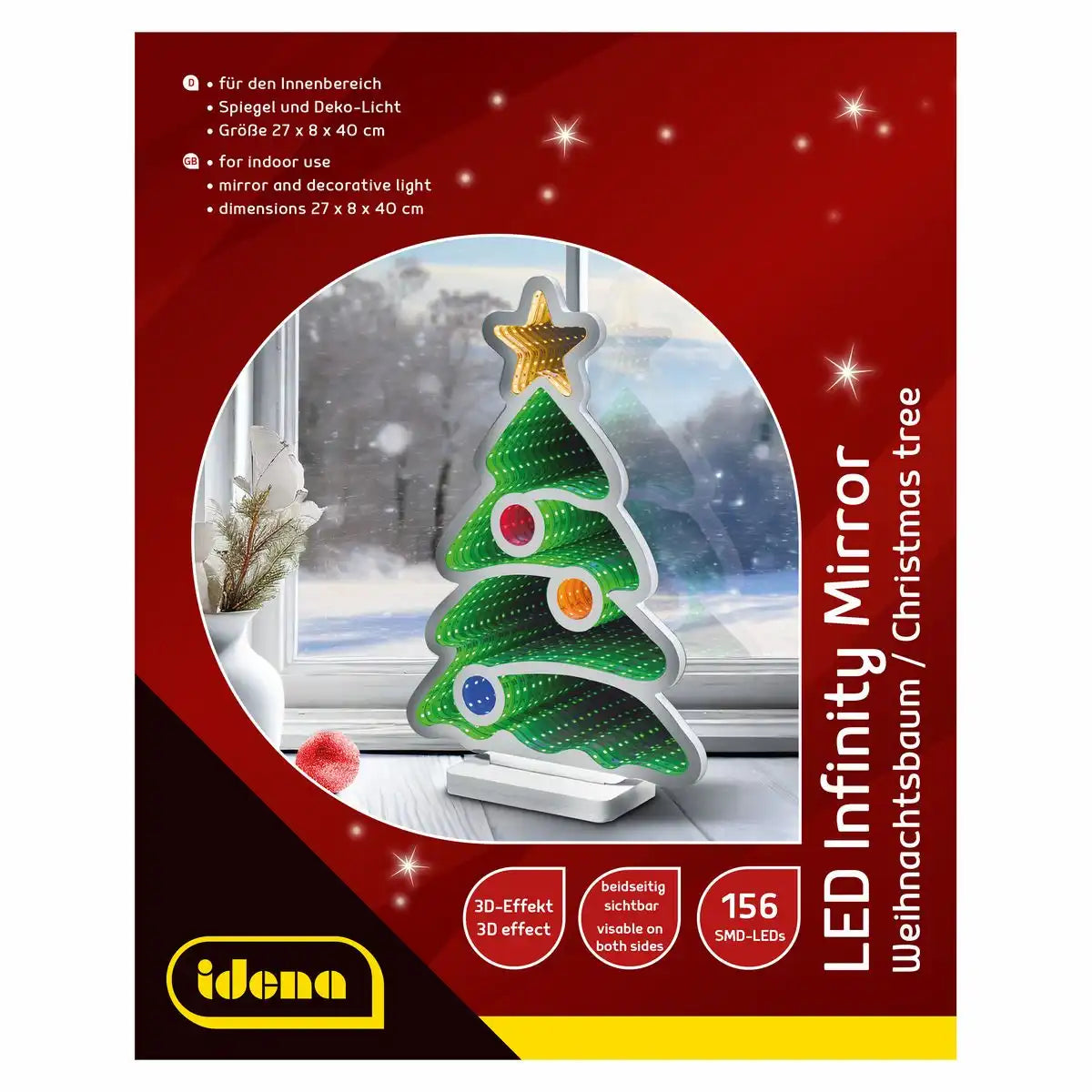 LED Infinity Mirror Weihnachtsbaum 27x8x40cm - Idena
