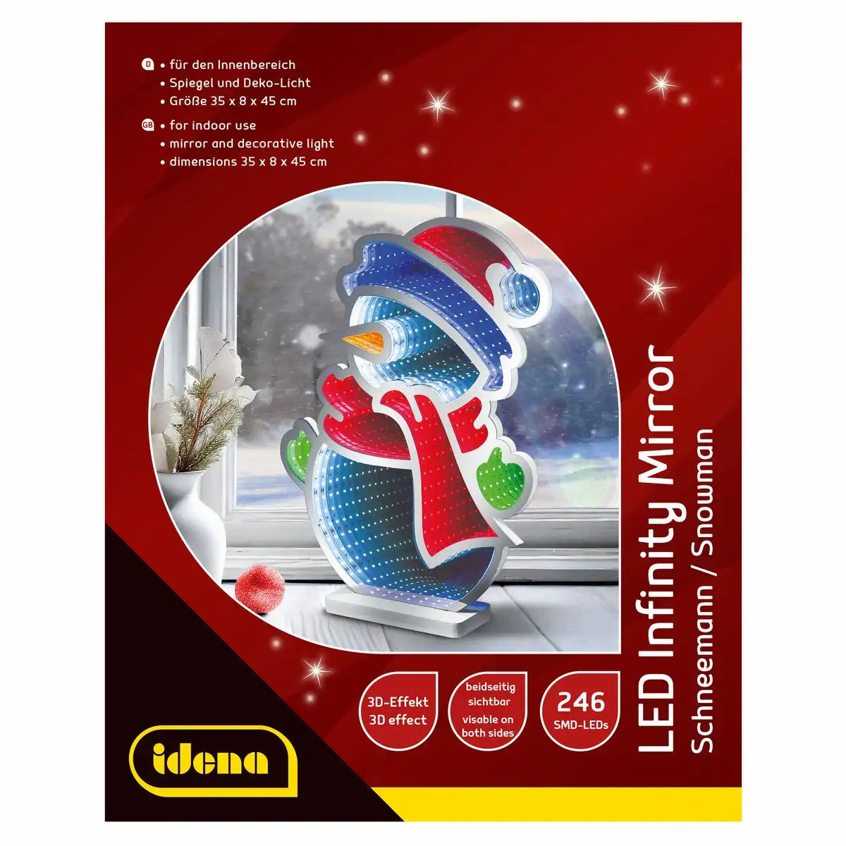 LED Infinity Mirror Schneemann 35x8x45 - Idena