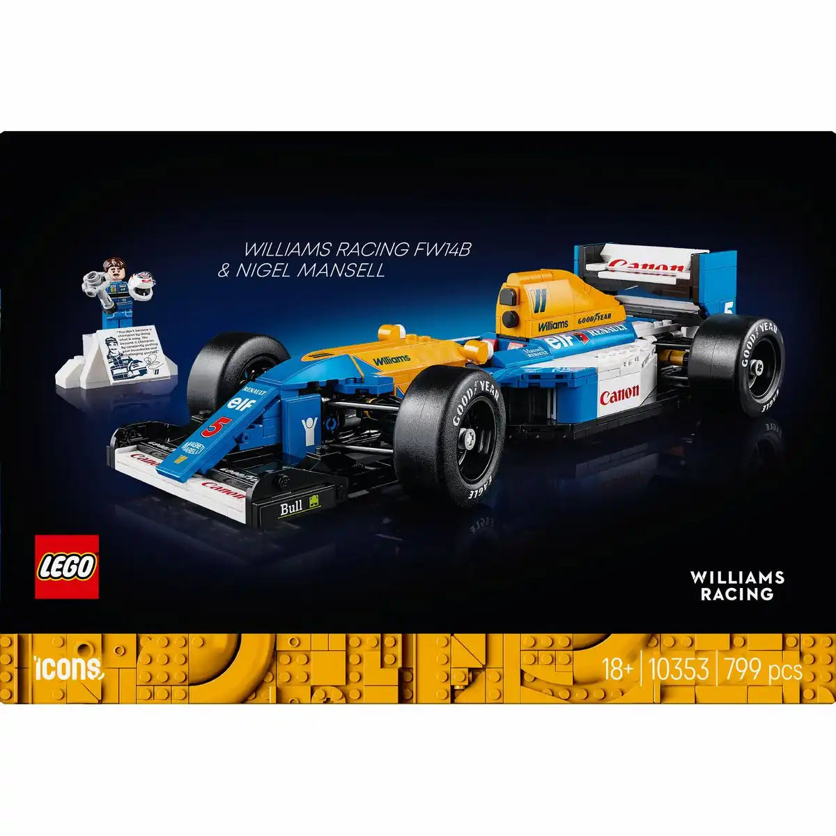 LEGO Icons Williams Racing FW14B mit Nigel Mansell