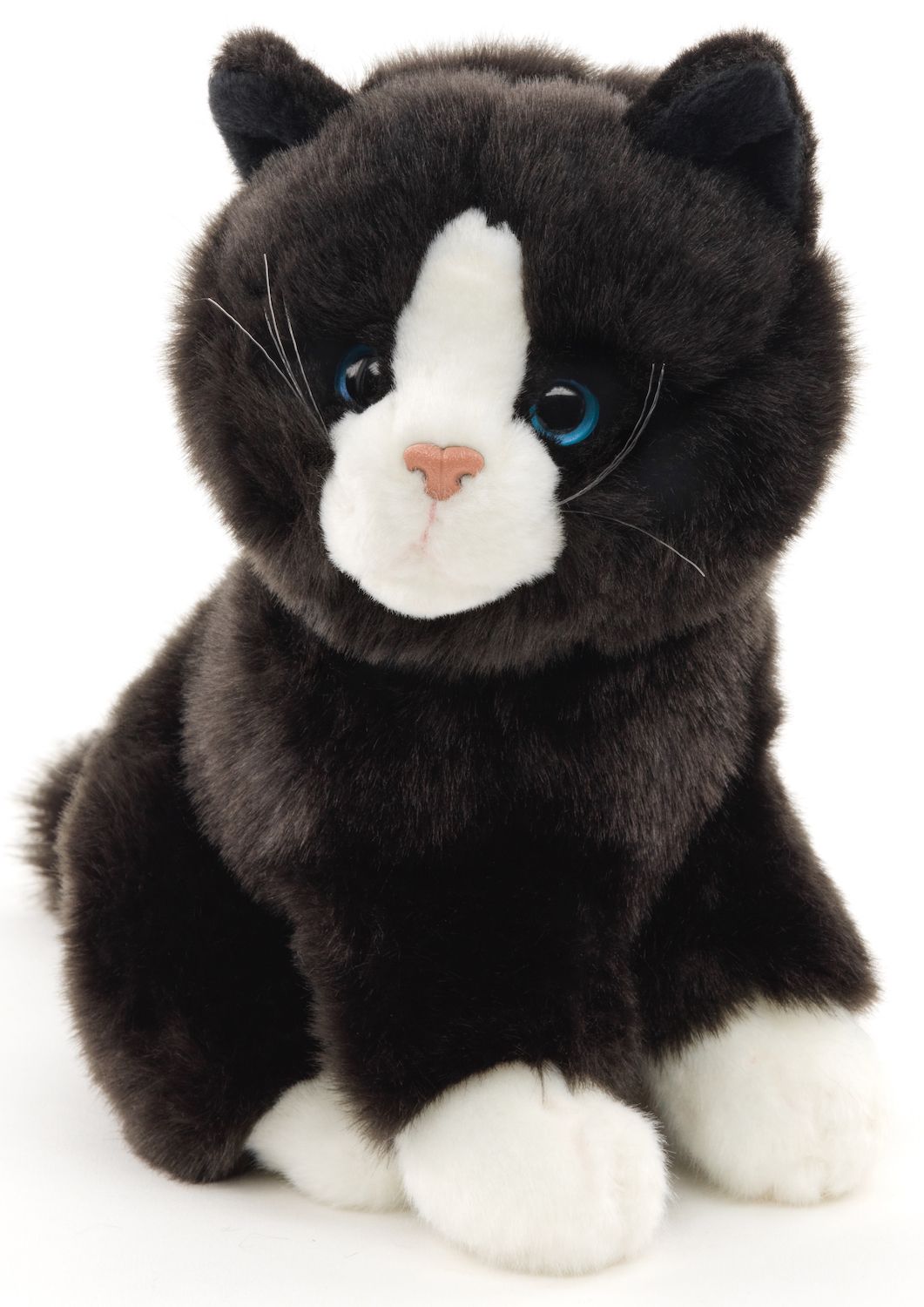 Katze schwarz-weiß, sitzend - 21 cm