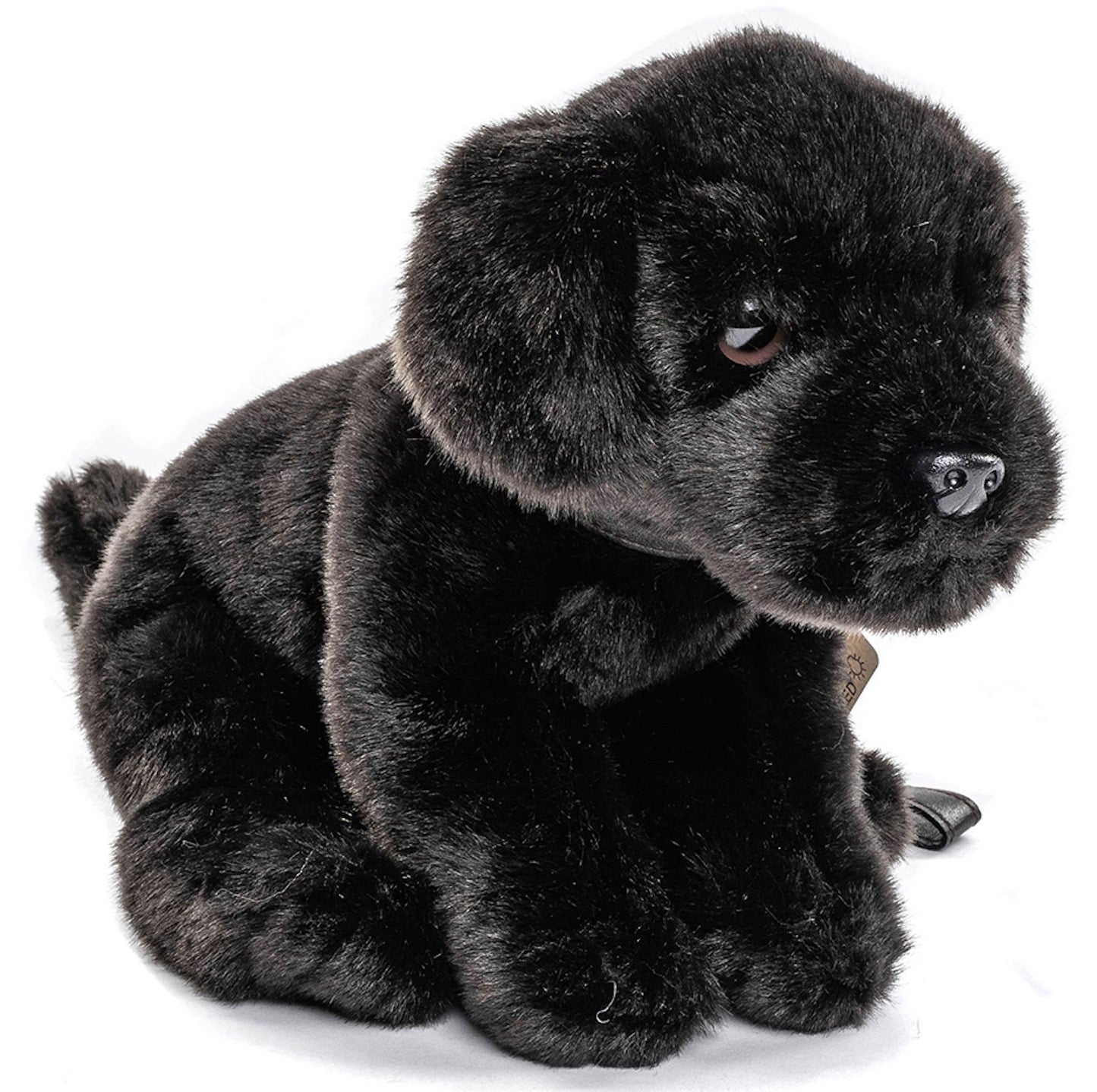 Labrador Welpe (schwarz), mit Leine - 23 cm - Unitoys - Kuscheltier - Hund - Haustier- recyceltes Plüsch - GPRS