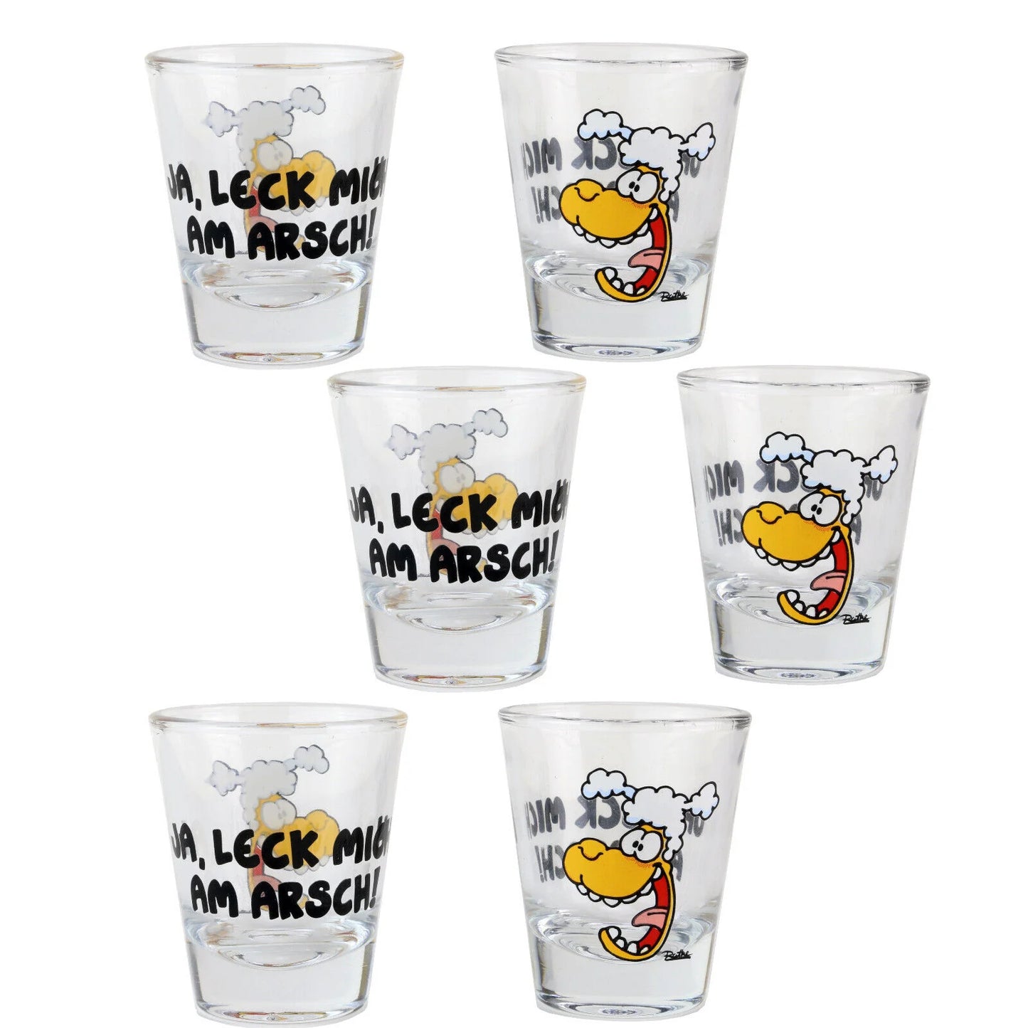Ralph Ruthe - Schnapsgläser - 1x2 Schnapsgläser - Set - Comic Schaf - Ja leck mich am Arsch