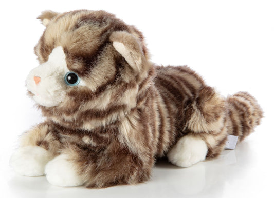 Hauskatze grau-getigert, liegend - 25 cm