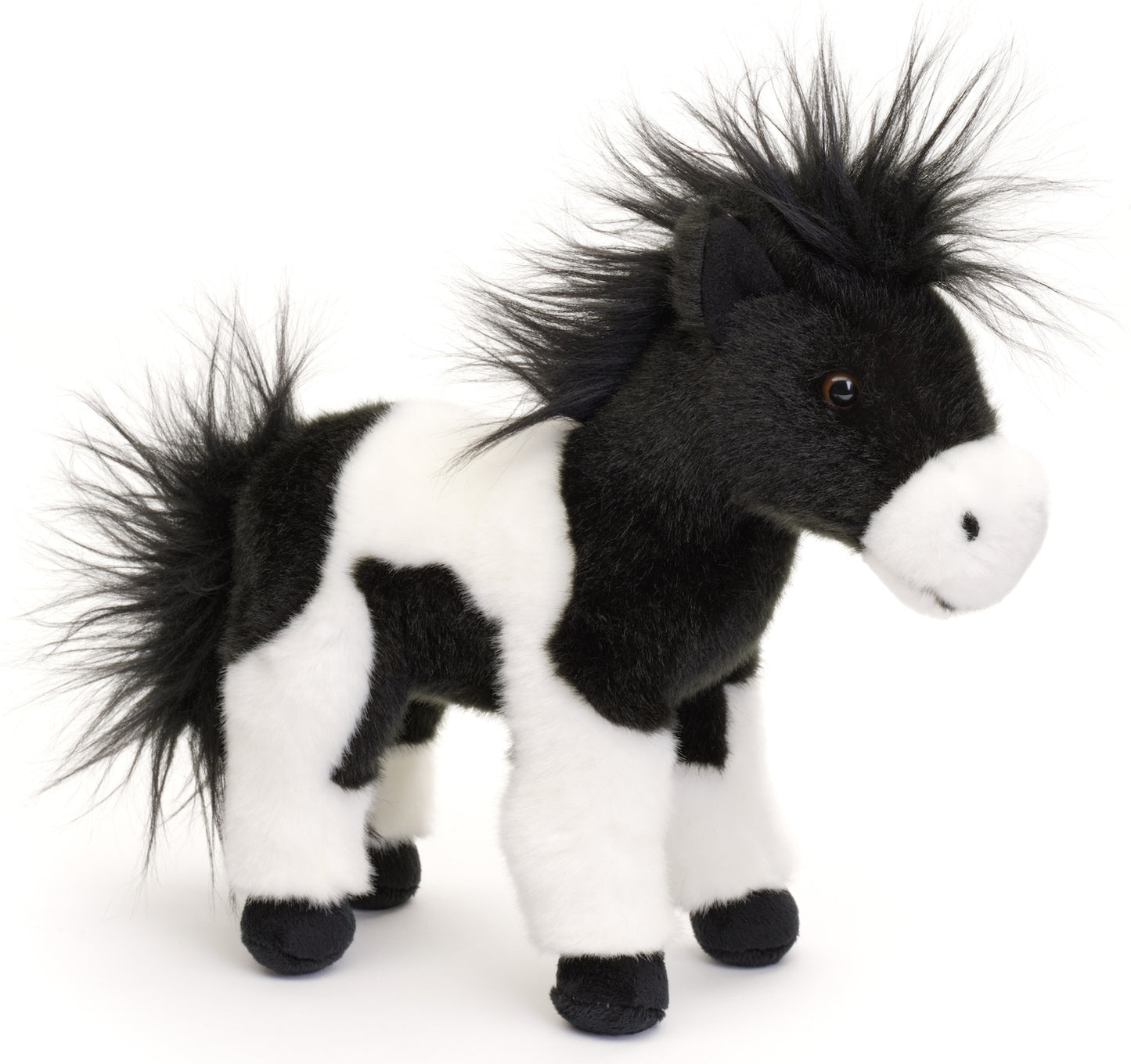 Pferd schwarz-weiß, stehend - 23 cm - Unitoys - Kuscheltier - Plüsch - weich - GPRS geprüft