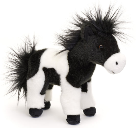 Pferd schwarz-weiß, stehend - 23 cm - Unitoys - Kuscheltier - Plüsch - weich - GPRS geprüft