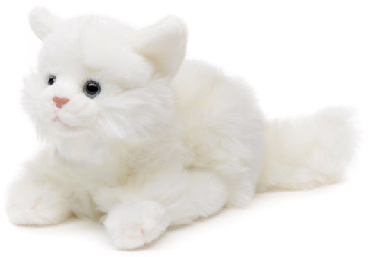 Katze weiß, liegend, 20 cm