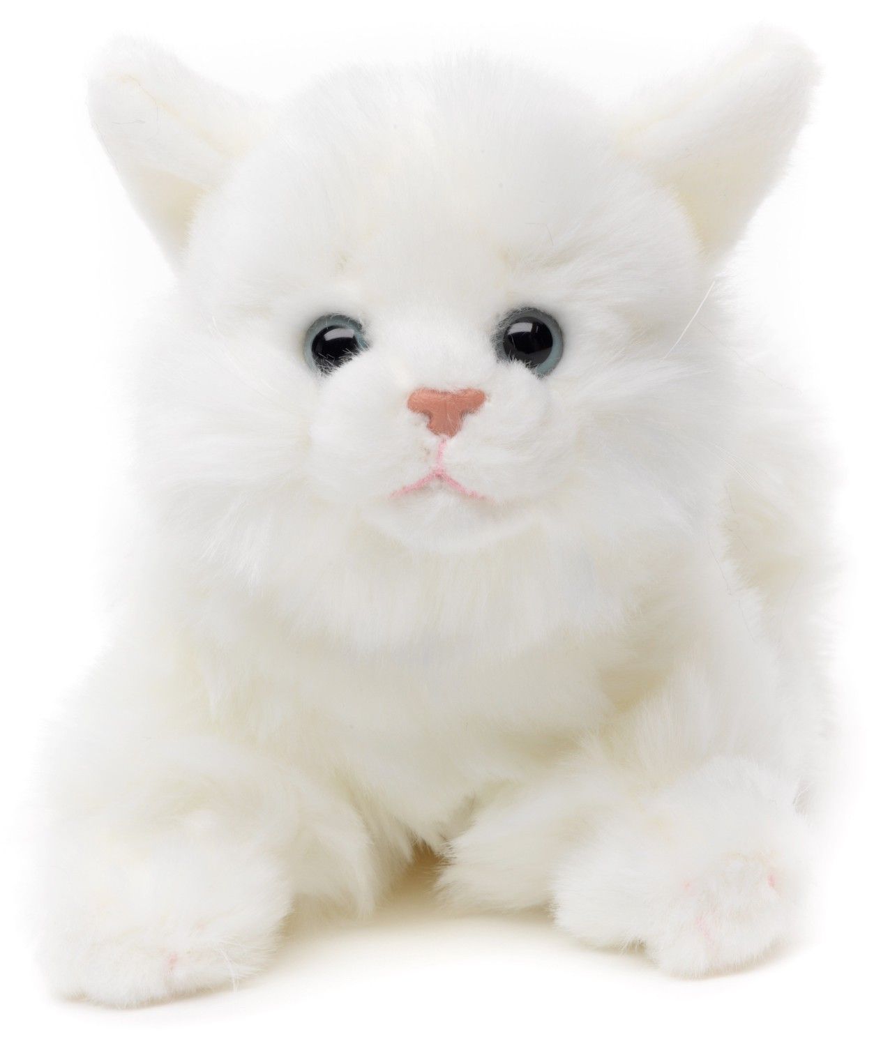 Katze weiß, liegend, 20 cm