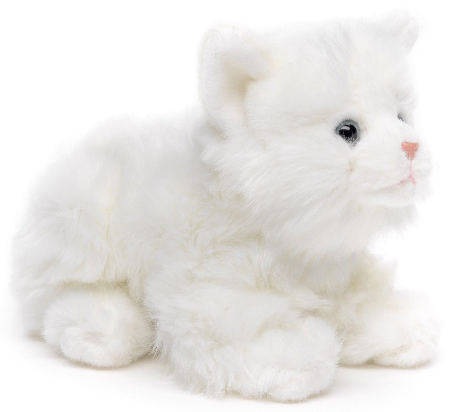 Katze weiß, liegend, 20 cm