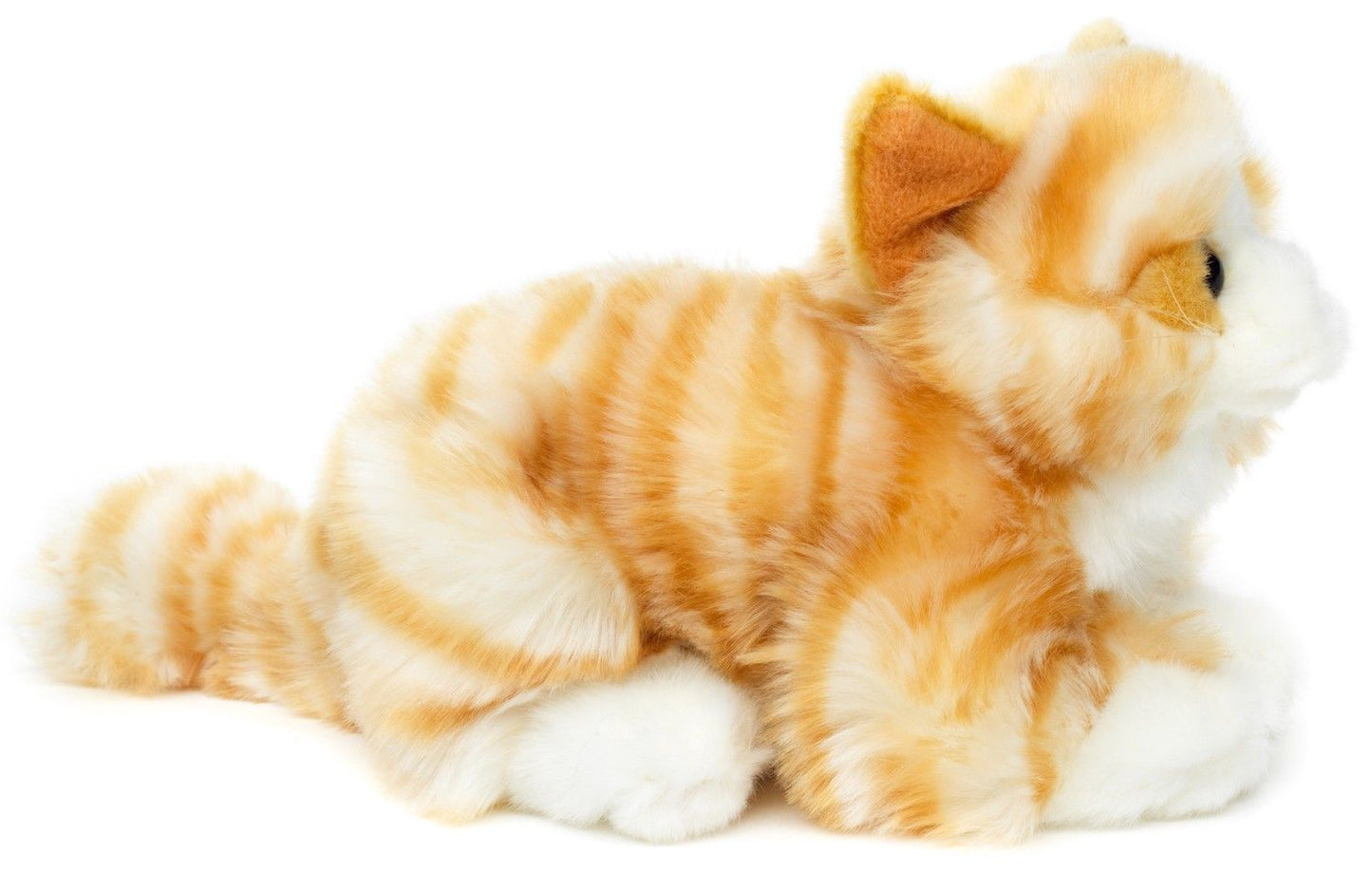 Katze mit Stimme, liegend (braun-weiß) - 20 cm (Länge) - Unitoys - Kuscheltier - Haustier-  recyceltes Plüsch - GPRS