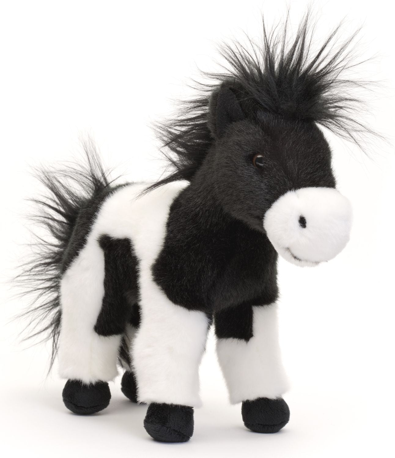Pferd schwarz-weiß, stehend - 23 cm - Unitoys - Kuscheltier - Plüsch - weich - GPRS geprüft