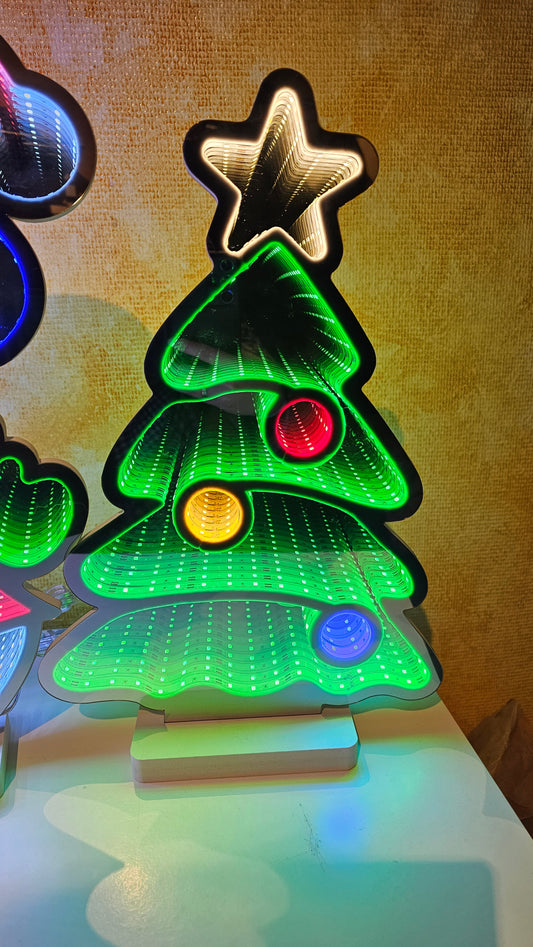 LED Infinity Mirror Weihnachtsbaum 27x8x40cm - Idena