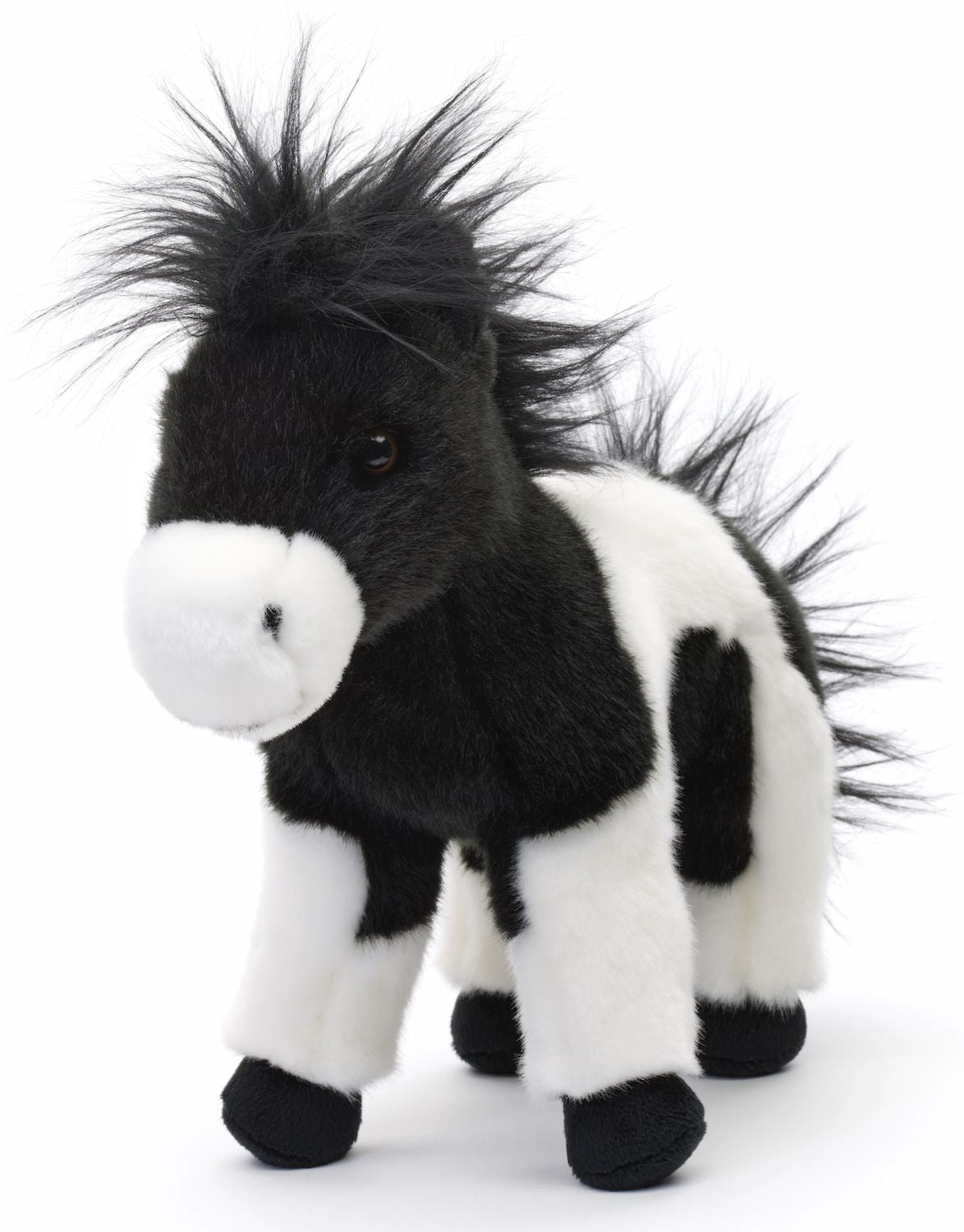 Pferd schwarz-weiß, stehend - 23 cm - Unitoys - Kuscheltier - Plüsch - weich - GPRS geprüft