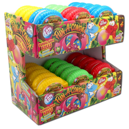 Fun-a-Conda, Kaugummi mit Tattoo 30er - Display mit 30 Rollen