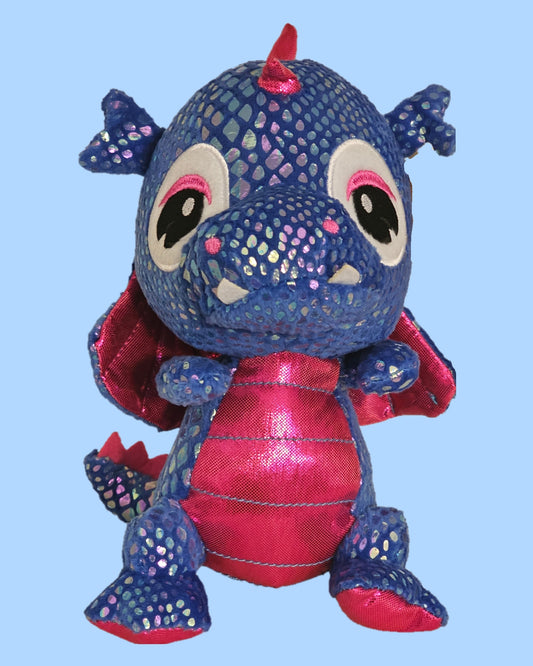 Drache 20 cm Morgenroth Glitzerdrache blau