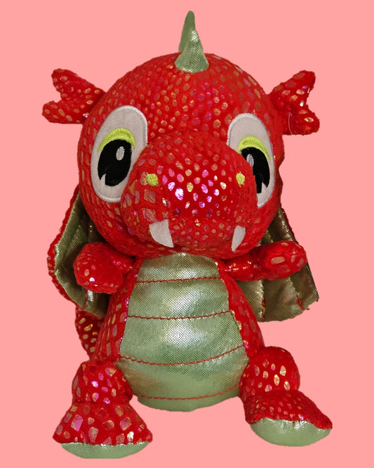 Drache 20 cm Morgenroth Glitzerdrache rot