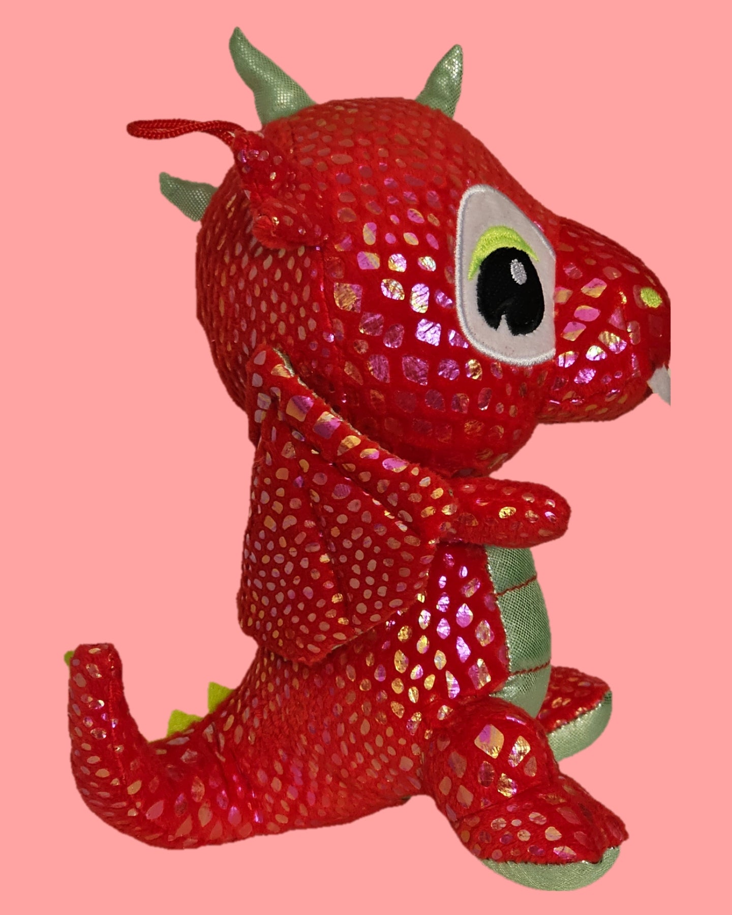 Drache 20 cm Morgenroth Glitzerdrache rot