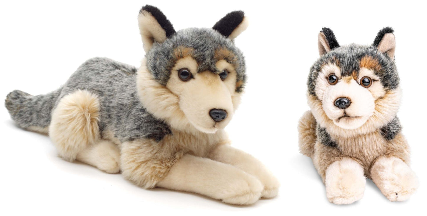 Grauwolf, liegend - 30 cm