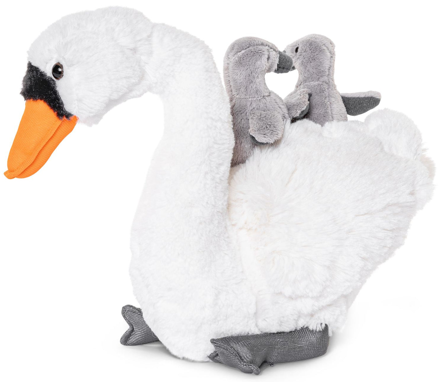 Schwan mit Babys - 24 cm Unitoys - Kuscheltier - Plüsch - recycelt