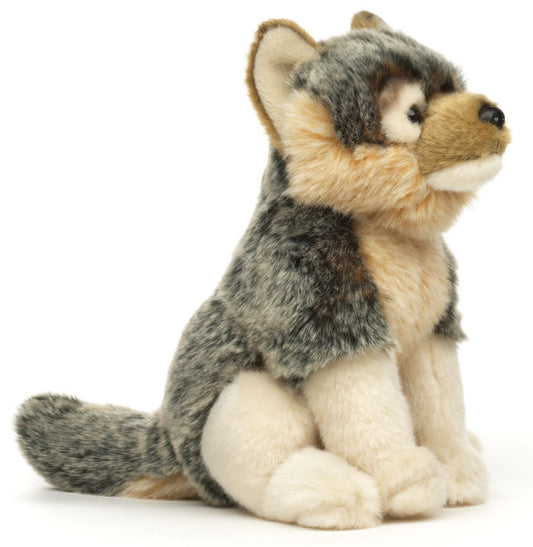 Grauwolf Junges, sitzend - 26 cm