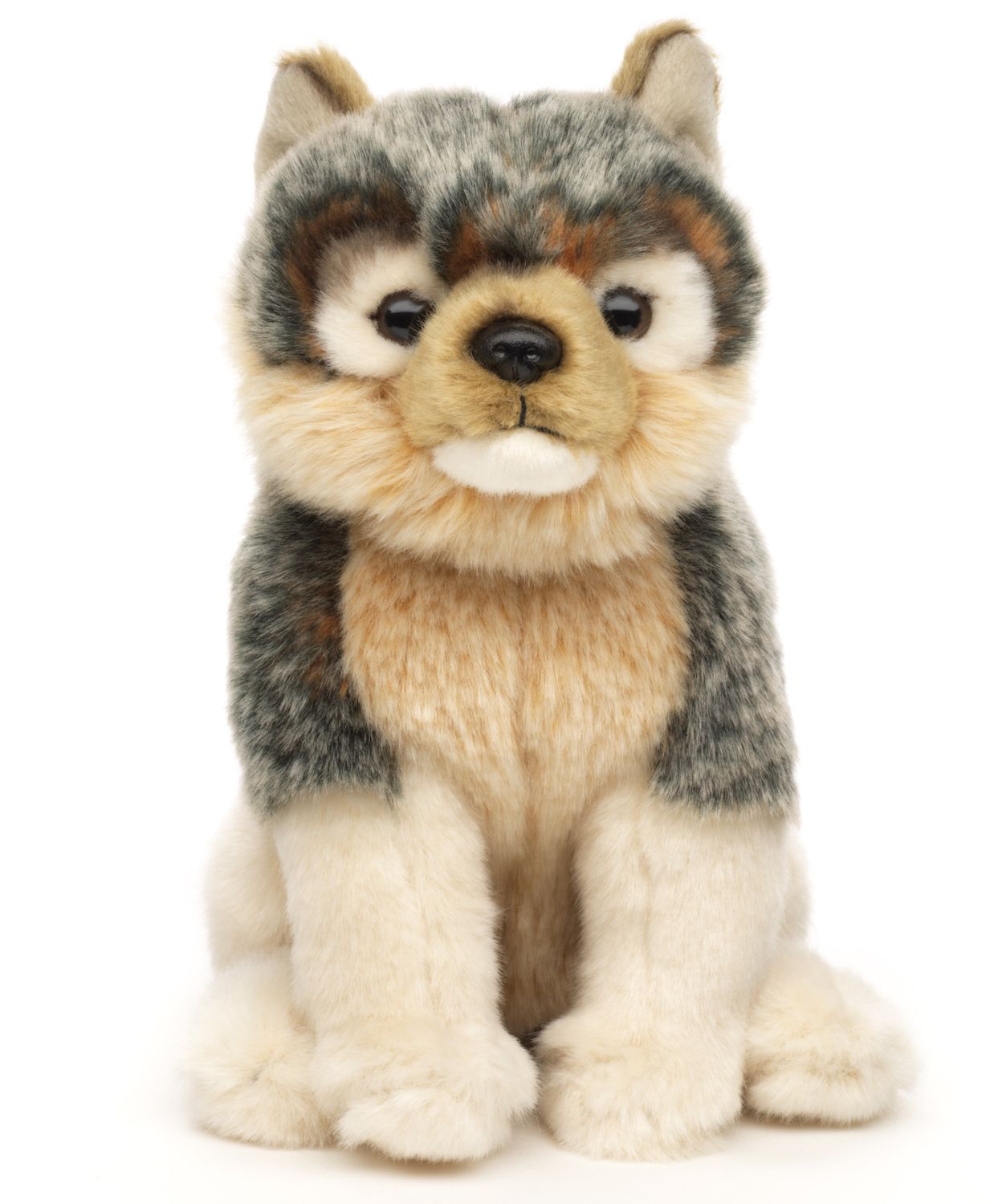 Grauwolf Junges, sitzend - 26 cm