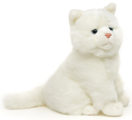 Katze weiß, sitzend - 21 cm