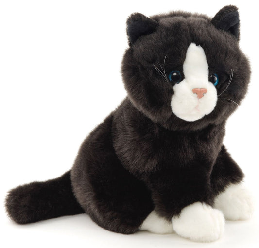 Katze schwarz-weiß, sitzend - 21 cm