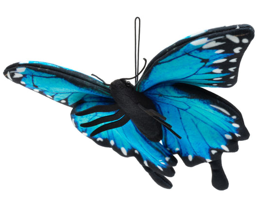 Schmetterling blau 26 cm - Unitoys - Insekt - Plüsch - weich - GPSR geprüft - Heimische Tiere -  recyceltes Plüsch