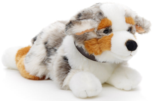 Australian Shepherd mit Halsband 40 cm - Unitoys - Kuscheltier - Hund - Haustier-  recyceltes Plüsch - GPRS