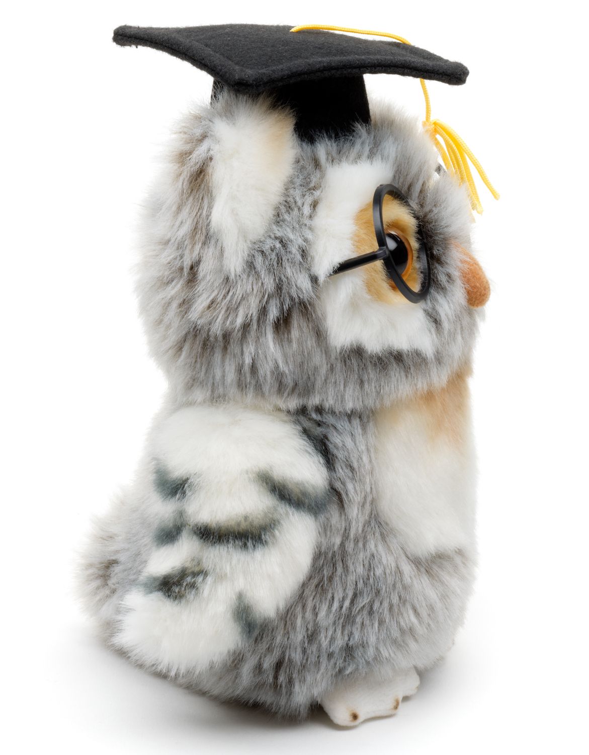 Eule (grau-weiß) mit Doktorhut und Brille - 18 cm - Unitoys - Kuscheltier - Eule