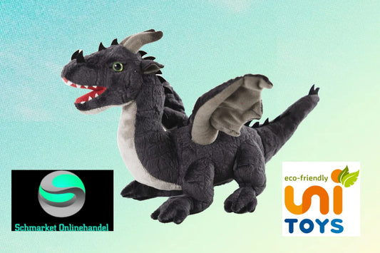 Drache schwarz - 32 cm - Kuscheltier - Plüsch - Unitoys