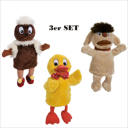 Handpuppe Set Moppi, Schnatterinchen + Pittiplatsch